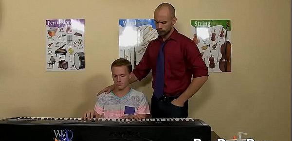  Sexy twink piano student gets ass drilled by bald teacher